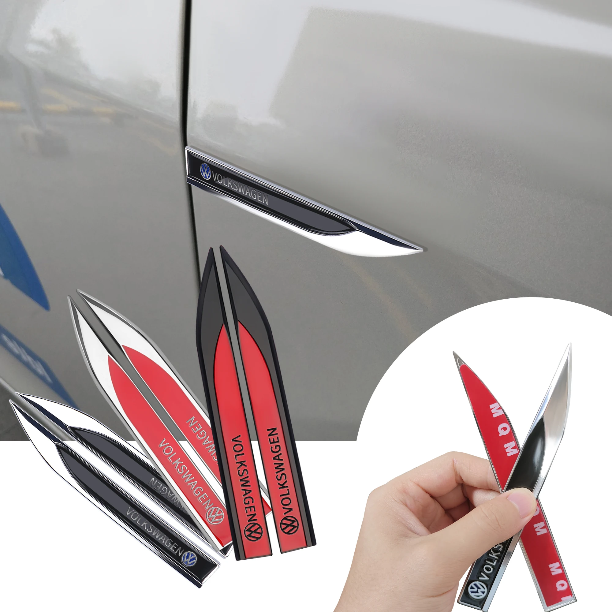 2PCS For VW GTI Rline GTD B5 Metal Black/Red Car Styling Side Door Body Fender Stickers Knife Badges Decoration Auto Accessories