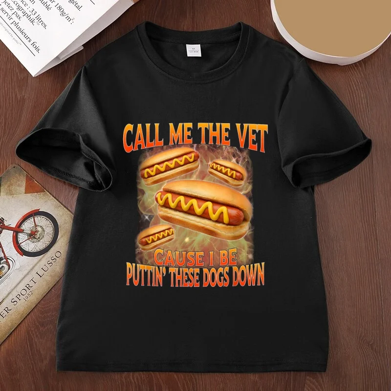 Call Me The Vet Cause I Be Putting These Dogs Meme T Shirt Man Funny T Shirts Cotton Short Sleeve Round Neck Printed T-shirts