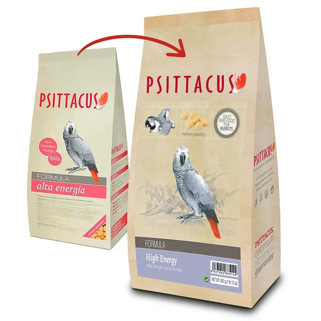Psittacus Alta Energia Pienso para Loros, Comida de Pájaros, 800gr, 3kg, 12kg