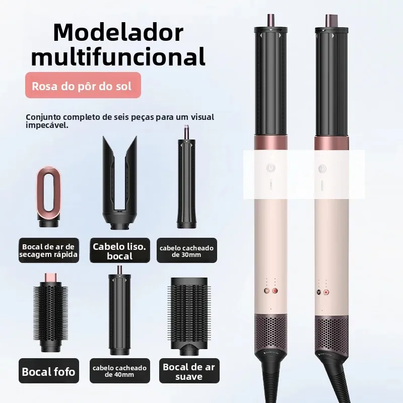 Ue plug 6-em-1 multi modelador de cabelo curling ferro escova de ar quente curling barril secador de cabelo profissional encaracolado modelador de cabelo 220v 1700w ar quente/frio auto estilo de cabelo escova de