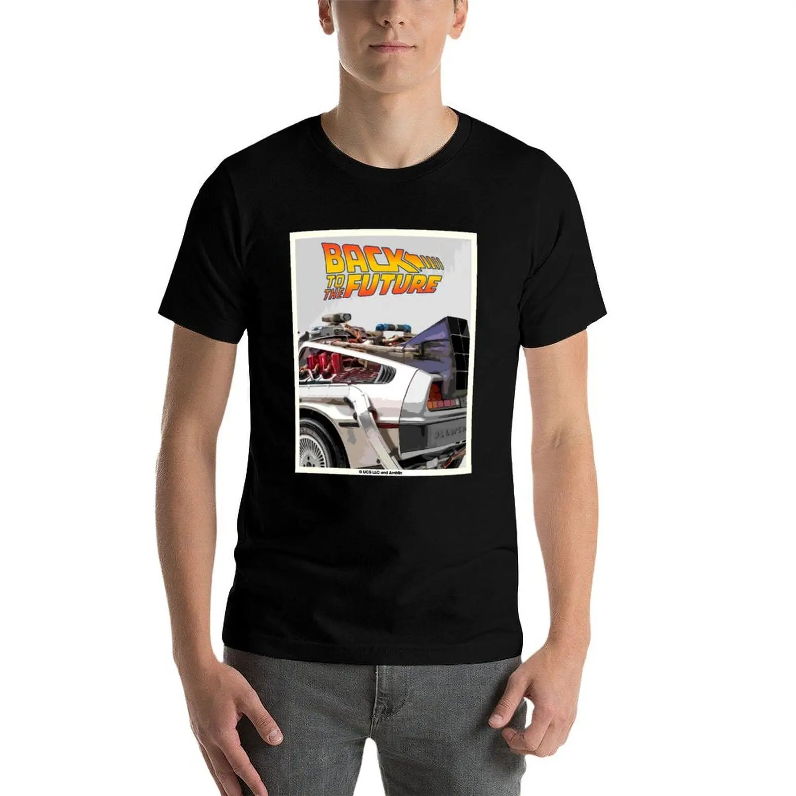 العودة إلى المستقبل Delorean خمر ملصق تي شيرت تي شيرت مخصص طباعة رجل تي شيرت مصمم تي شيرت