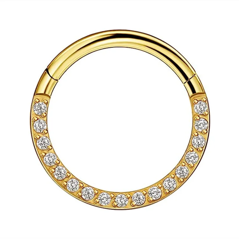 Mode Kristall Edelstahl Septum Hoop Clickers Nasenring Frauen Tragus Knorpel Helix Piercing Creolen Schmuck