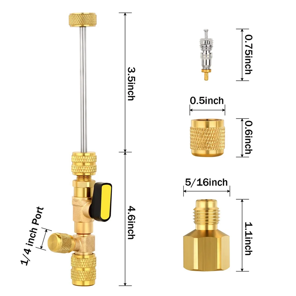 HVAC Valve Core Removal Tool, Valve Core Remover with Valve Cores, Nuts and R410 R32 Adapters, for R410 R32 R22 R12