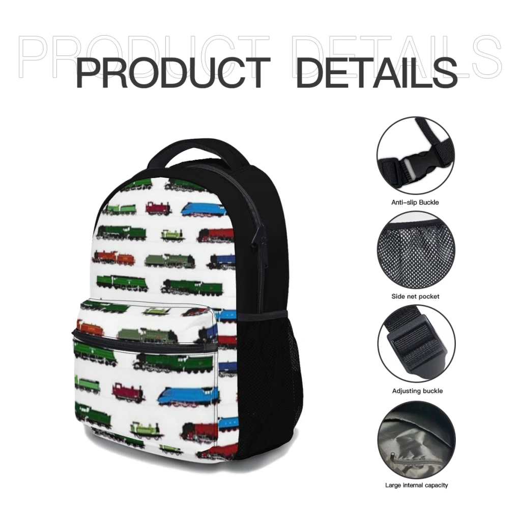 Iconic British Steam Trains New Fashion High Capacity Waterproof College Backpack Trendy Girls Laptop School Bags 17inch