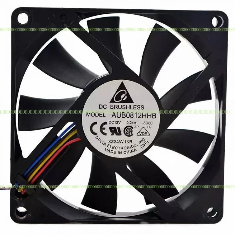 LZ Delta AUB0812HHB 8015 DC12V 0,24A 8CM 4-проводной бесшумный охлаждающий вентилятор