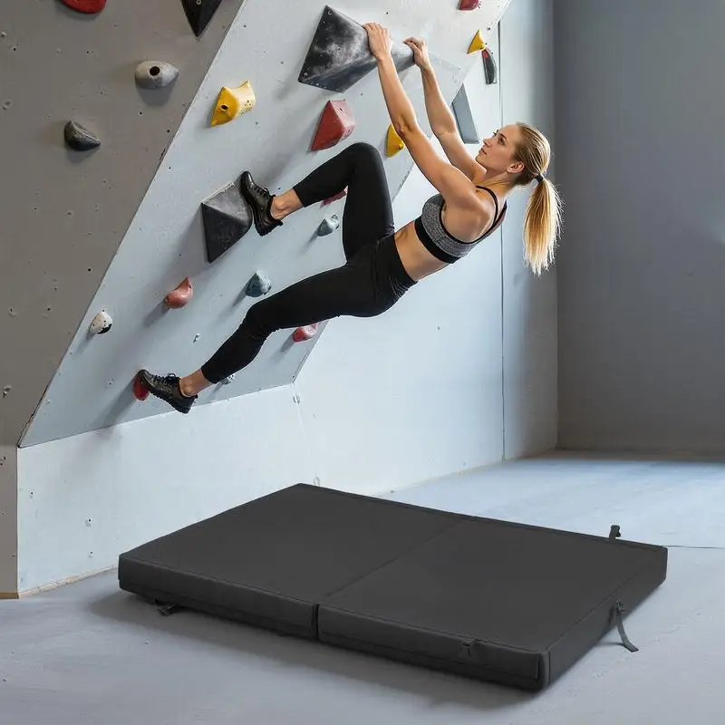 Bouldering Crash Pad, Bi-Fold Rock Climbing Crash Pad with Adjustable Backpack Straps and Handle, Foldable Lightweight for Indoor Bouldering & Outdoor Climbing, Folded Size 35.6" x 24"" x 8.3"""