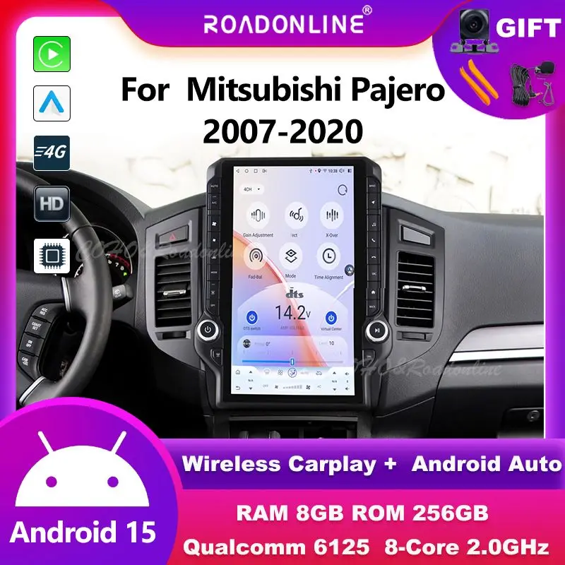 14,5 Zoll Android 15 Autoradio für Mitsubishi Pajero Voll-Touchscreen 8-Kern QCM 6125 CarPlay Auto GPS-Navigation Multimedia-Player