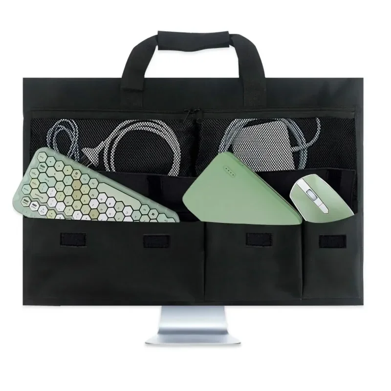 Estojo de transporte para viagem, tela de 24 espaços, monitor de computador, proteção para acessórios de mesa imac, bolsa de transporte de tela, armazenamento ba