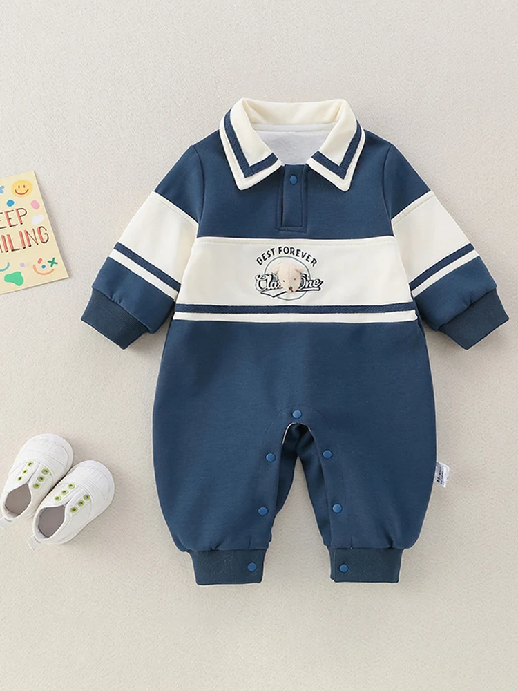 

Spring New Sle Baby Boy Rer Collar Long Sve Striped Cotton Clothes for Cling Comfortable Fit Infant Outfit