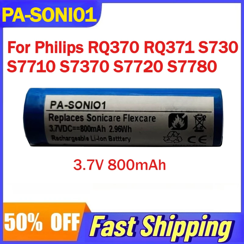 

3.7V 800mAh PA-SONI01 Rechargeable Li-Ion Battery for Philips RQ370 RQ371 S730 S7710 S7370 S7720 S7780 Shaver Batteries