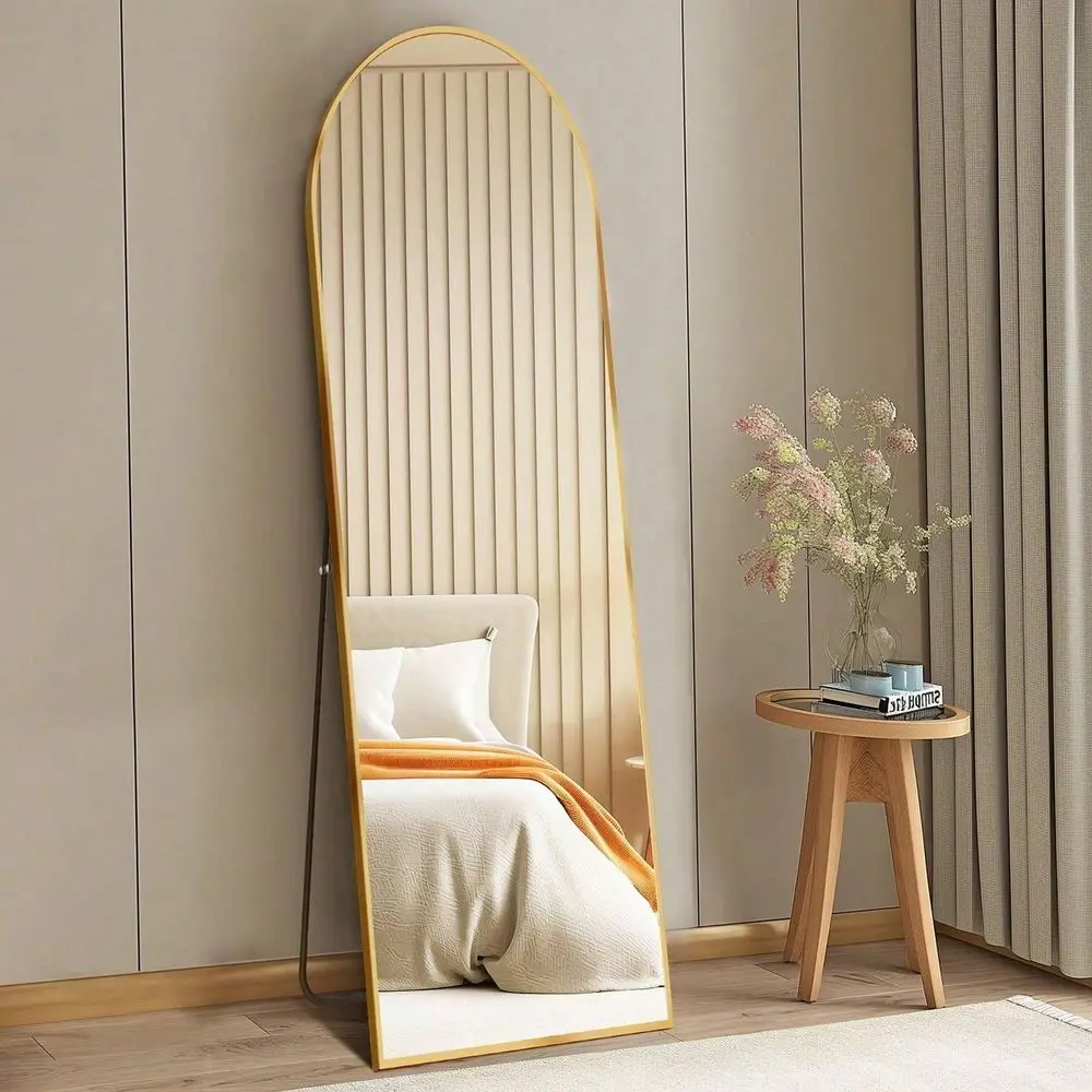 

X16 HighQuality Arched Full Length Mirror, Aluminum Alloy Frame Ensures Stability, Standing Design For Bedroom, Gold