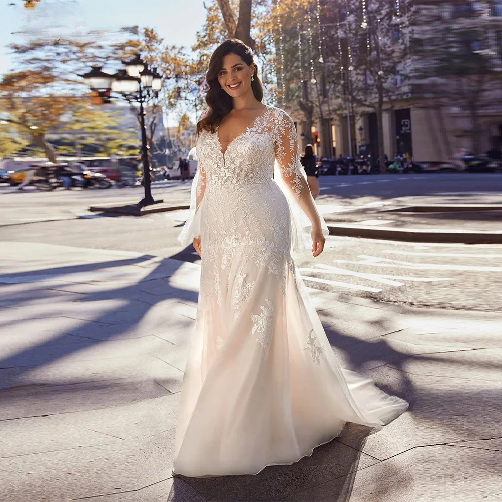 

2026 Wedding Dress V Neck Half Sleeve Tulle Applique Bride Dress Bridal Gowns Elegant Formal Bride Gowns for Wedding Party