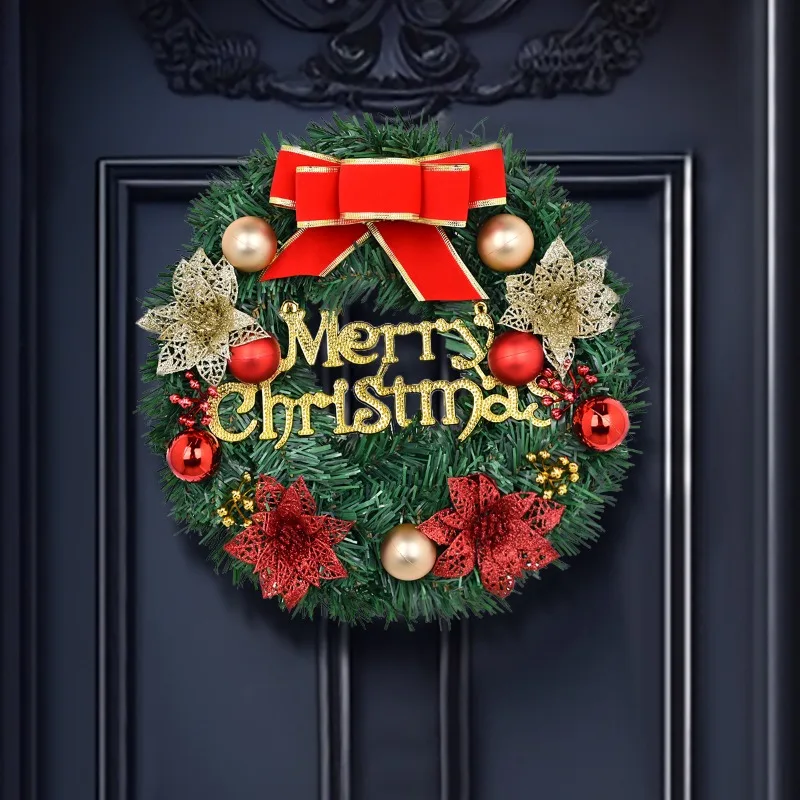 

Рождественский венок диаметром 30 см, пластиковый материал, украшение для дома, круг из ротанга, подвеска для домашнего декора