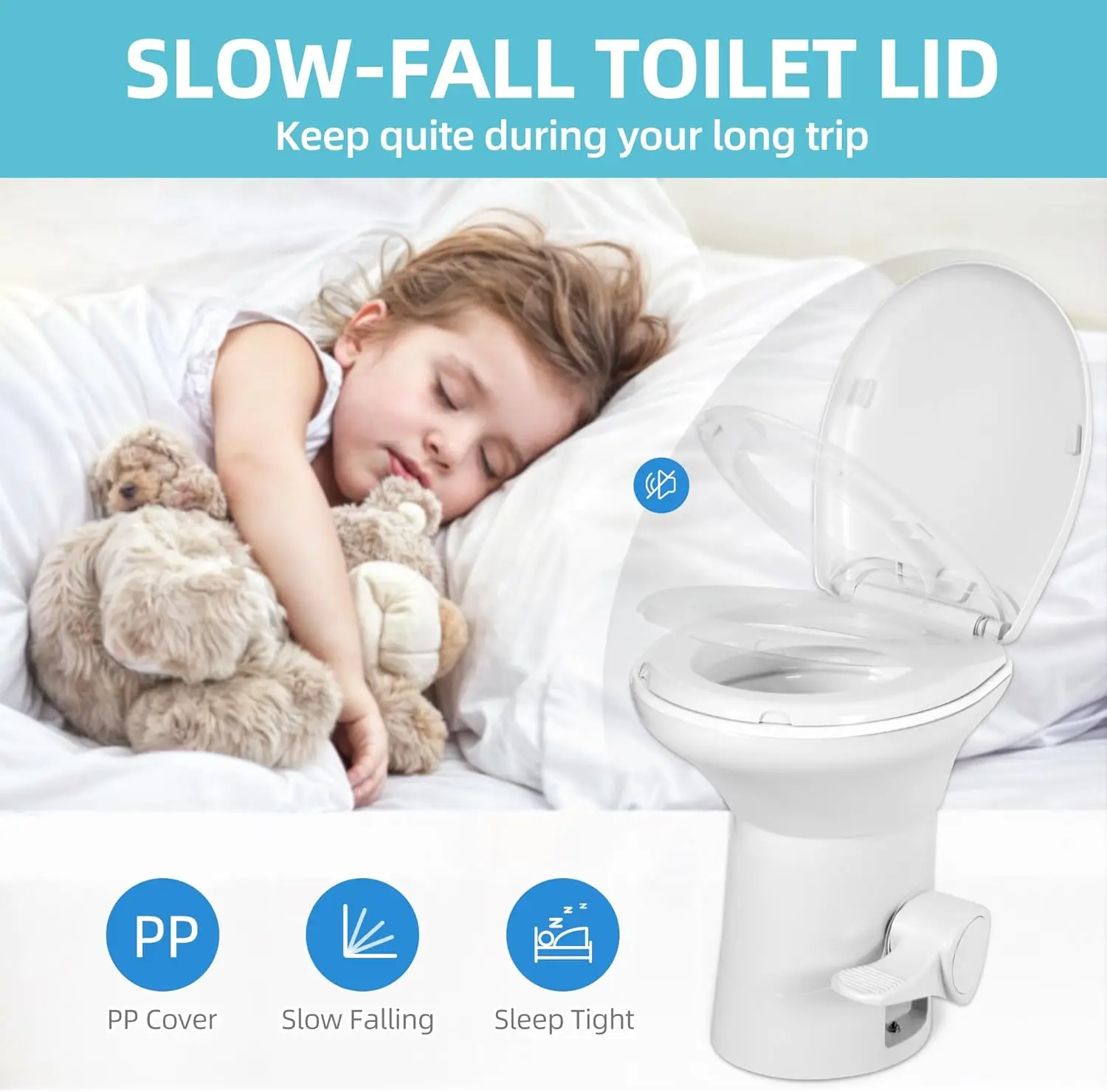 RV Toilet with Enamel Bowl,Plastic Toilet Body,Toilet High Profile with Hand Sprayer and Flange for Motorhome Caravan Car Travel - view 5