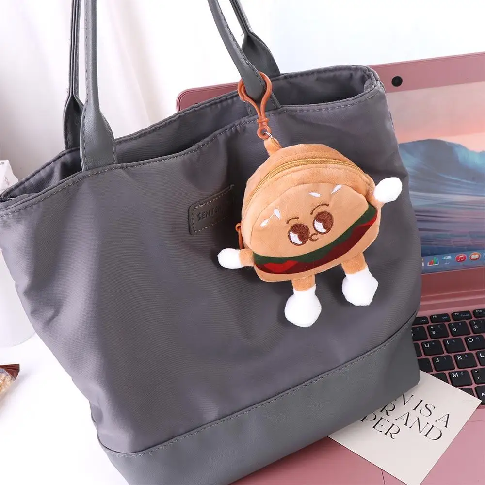 Card Bag Hamburger Hamburger Plush Coin Purse Creative Plush Cartoon Zipper Wallet Kawaii Zipper Anime Mini Storage Bag Kid Gift