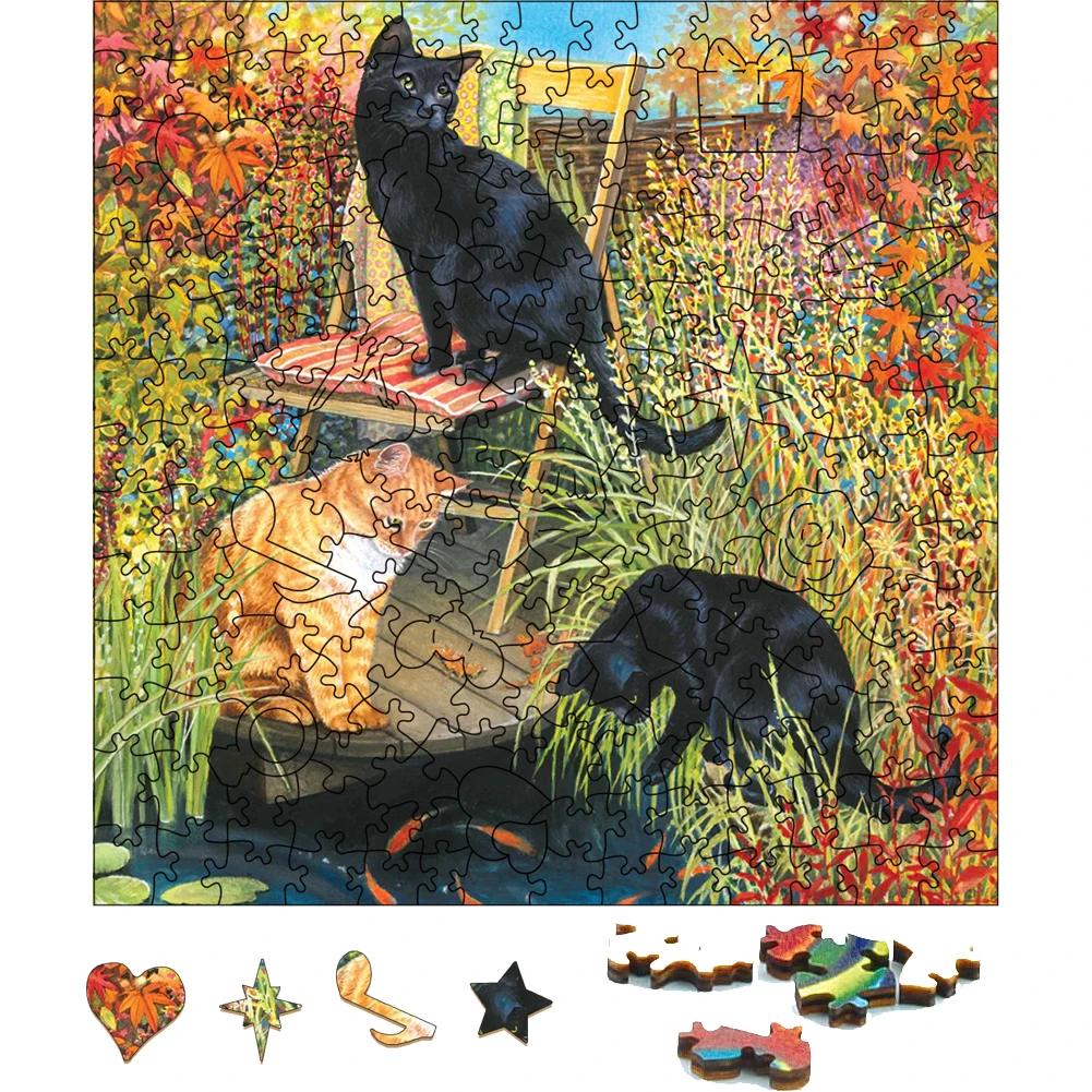 Puzzle 3D Wooden The Cat by Pond Jigsaw For Festiva Gifts Wood Puzzles Board Game Wood Animal Puzzle Toys For Children