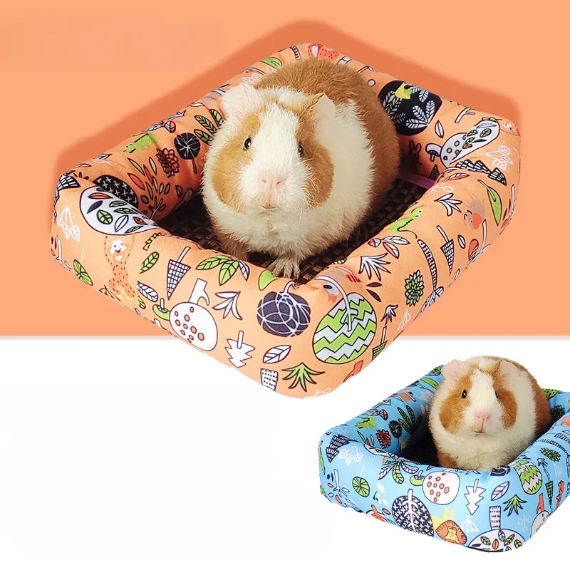 Summer Small Pets Cool Nest Puppy Kitten Rattan Mat Cute Print Pet Cooling Mat for Guinea Pig Hamster Chinchilla Small Cage
