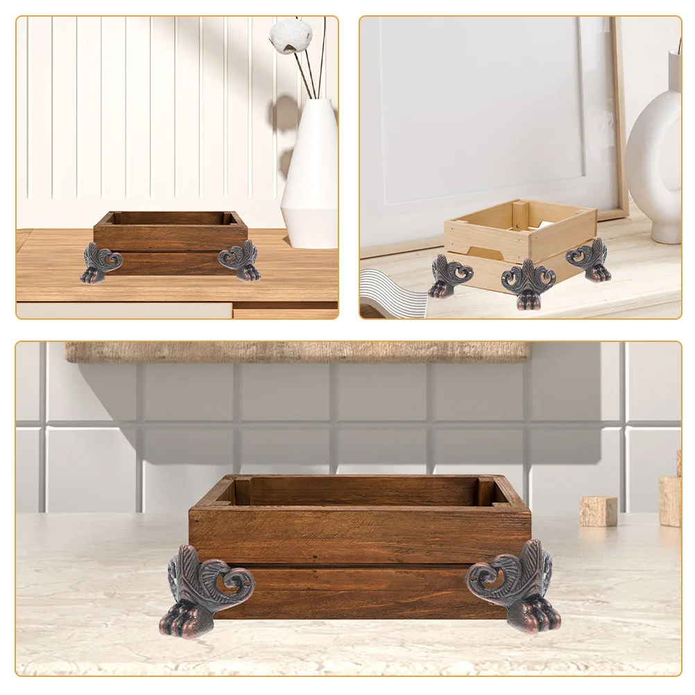 6 قطعة أقدام صندوق خمر علبة خشبية الساقين حماة الزوايا الرجعية للمجوهرات خزانة الصدر ديكور المعادن دعم الأثاث