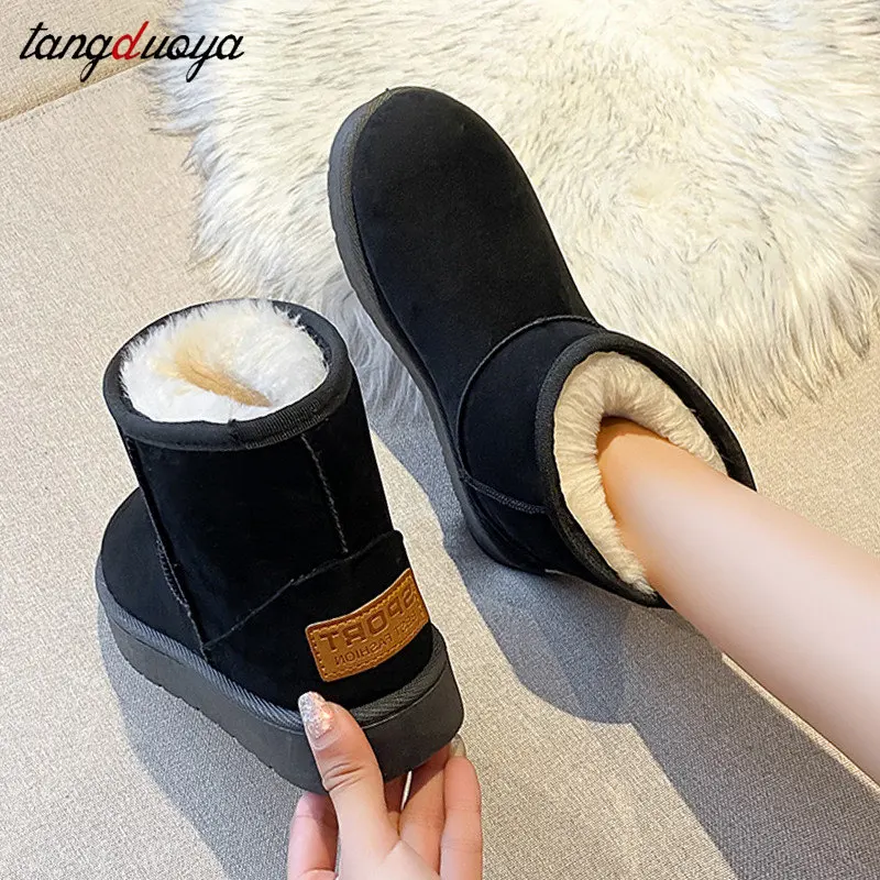 Women\'s Snow Boots Short Tube Thickened Cotton Shoes Non-slip Winter New Shoes Student Women\'s Black Boots Botas De Mujer gray