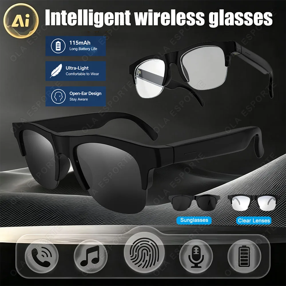 Smart AI Glasses Have a Built-in Microphone Dual Speakers Music Control Wireless Calling Camera Control Sunscreen Sunglasses Q01
