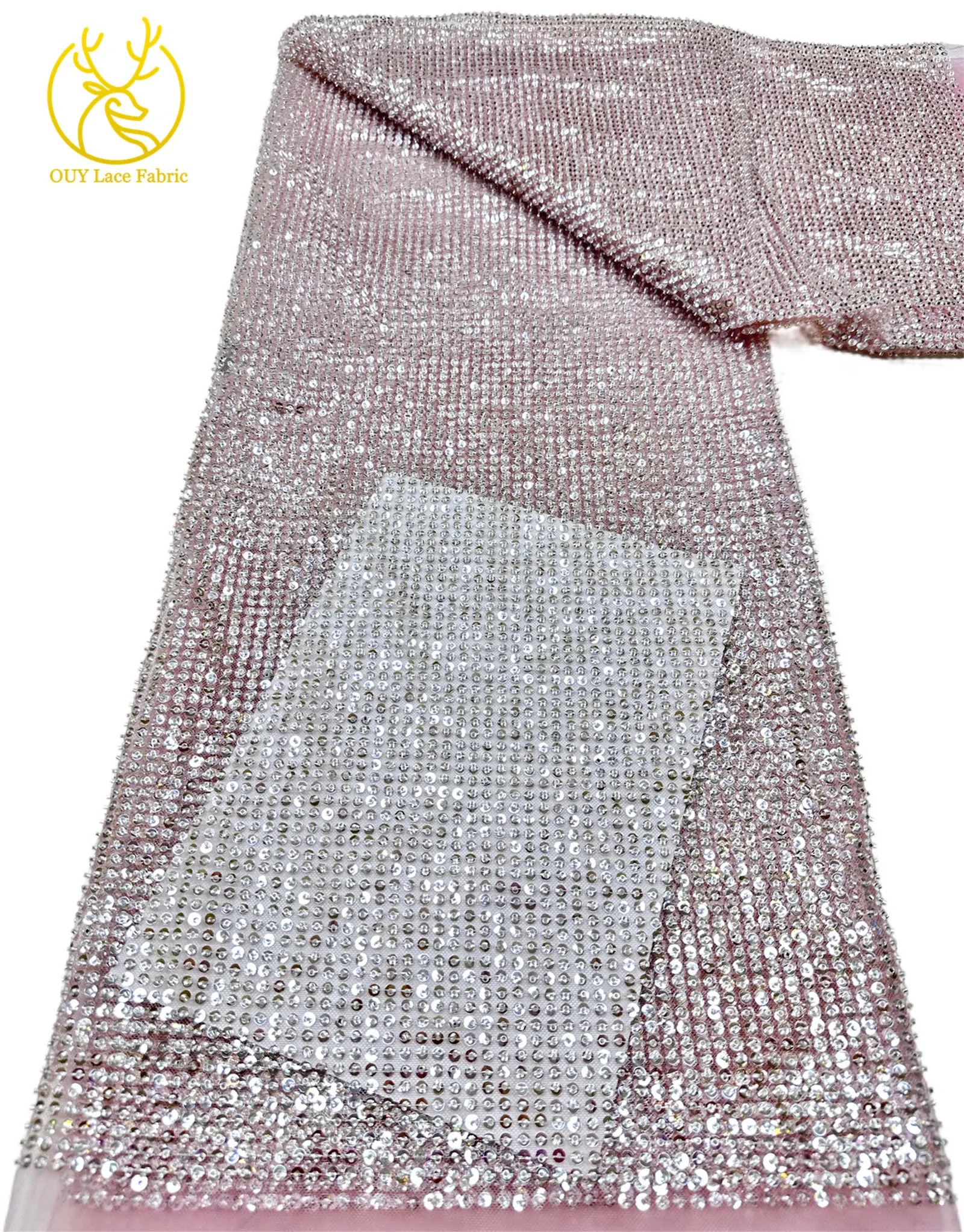 Eleganter französischer Mesh-Tüll-Spitzenstoff 2026 Nigerianischer vollständig perlenbesetzter runder Pailletten-Spitzenstoff für luxuriöse Abendkleider und Hochzeitsfeiern – Detail 15