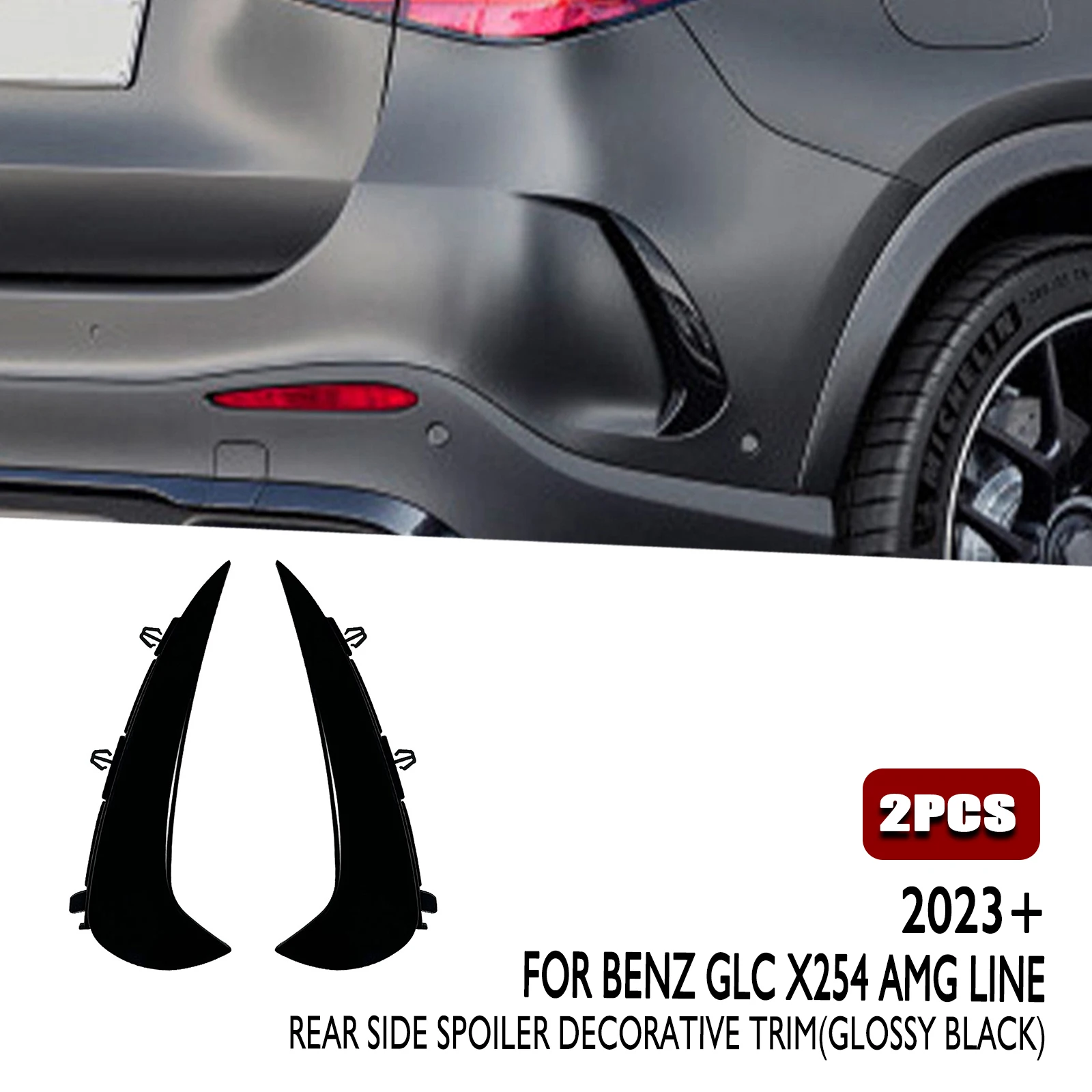 2PCS Car Rear Bumper Canard Side Spoiler Guard For Mercedes Benz GLC Class X254 AMG Line GLC260 GLC300 2023+