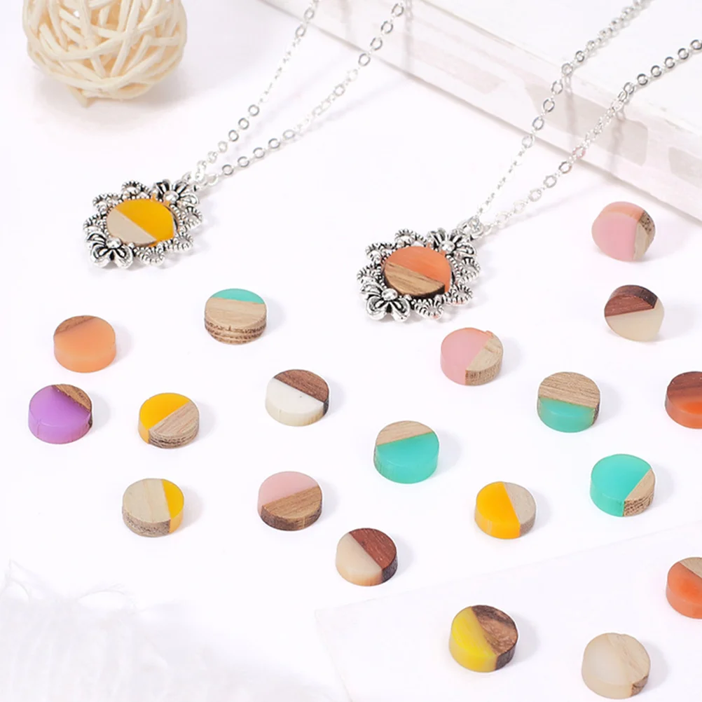 

50 Pcs Wood Resin Veneer Earrings Pendant DIY Material Necklace Bracelet Making Supplies Jewelry Findings Christmas Gifts
