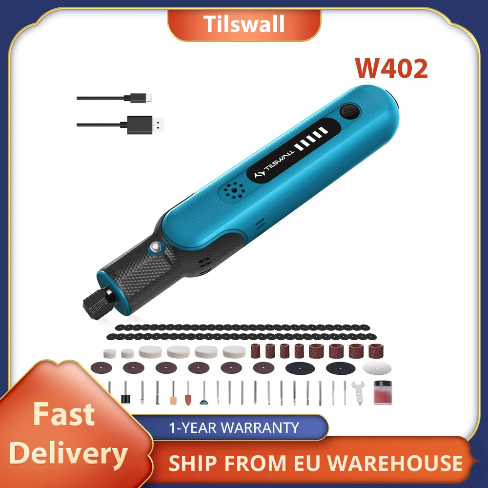 Tilswall W402 8V Cordless Rotary Tool Kit with 105Pcs Accessories, 25000 rpm,Lightweight Comfortable ,Adjustable 5-Speed Setting