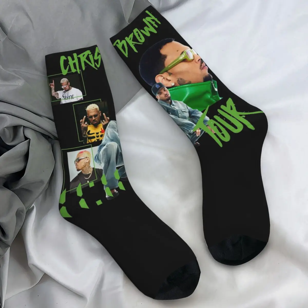 Chris Brown Socks Concert Fashion Stockings Autumn Anti Sweat Couple Socks Quality Pattern Climbing Socks