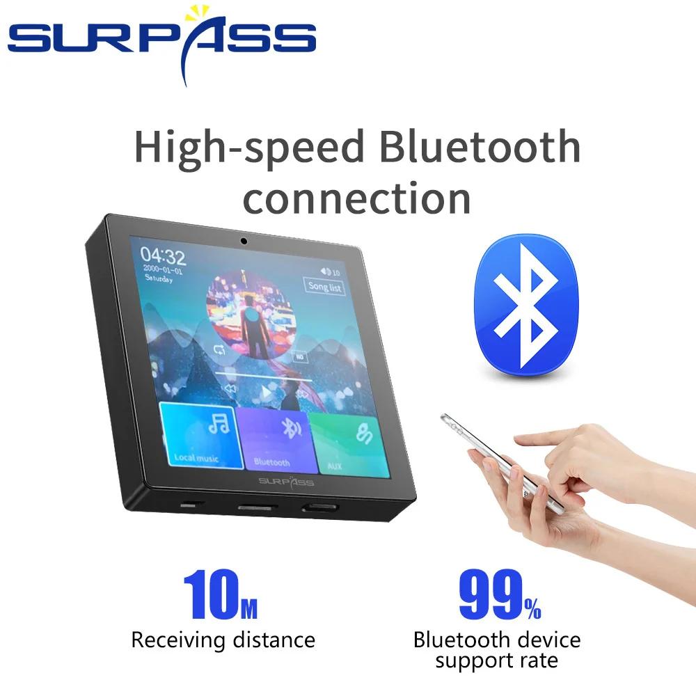 Smart Home Sound System Equipment 4 Inch Touch Screen WiFi Blue-tooth In Wall Amplifier 4*20W 5 Inch Coaxial Ceiling Speaker Kit