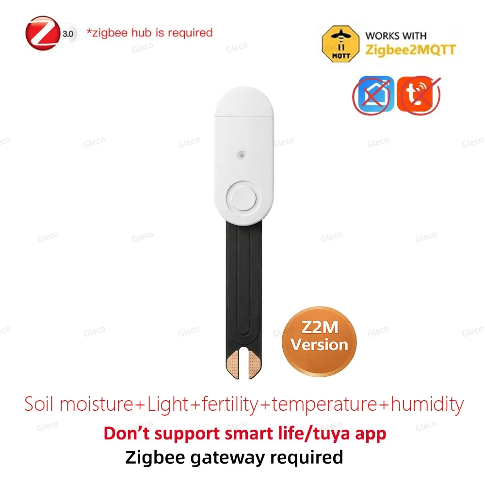 Zigbee Bodensensor, Feuchtigkeits- und Temperaturmessgerät, Fruchtbarkeits- und Lichttester für Tuya Smart Life Z2M Home Assistant Automation