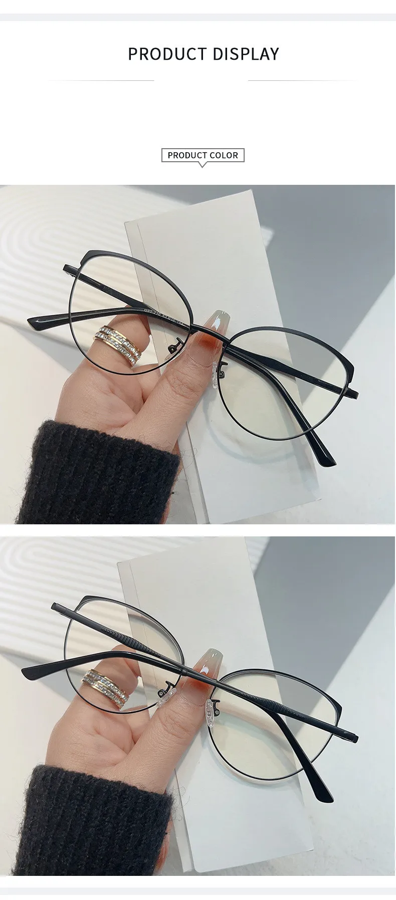 Marken design Retro runde Katzenauge Metall Mädchen Rahmen photo chrome Anti-Blaulicht Computer Frauen Lesebrille Grad 0 ~ 6 – Detail 9
