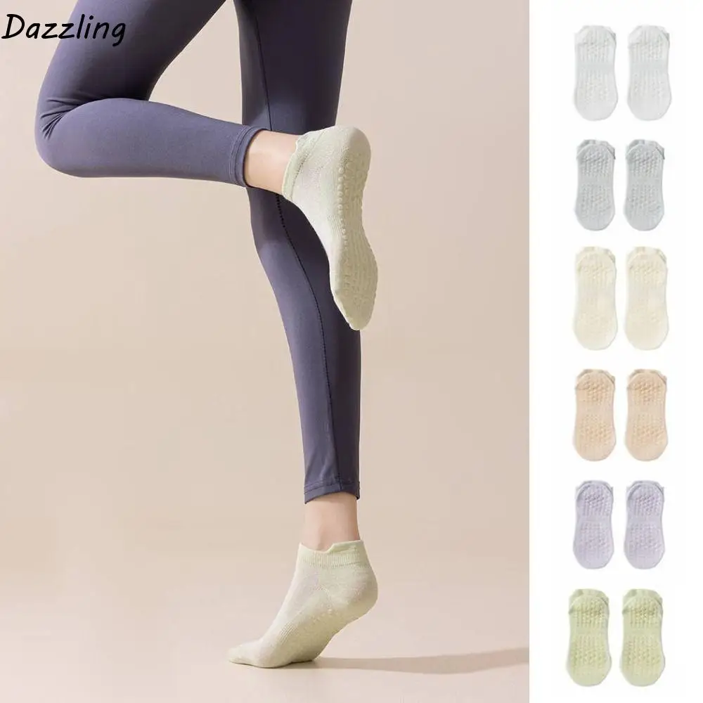 

5 пар простых противоскользящих носков для фитнеса, впитывающие пот дышащие носки для йоги, женские спортивные чулочно-носочные изделия, короткие носки-трубочки, балетки