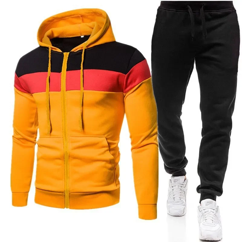 2024 Spring & Fall three-color zipper hoodie Set Men\'s Sportswear plus size loose hoodie set