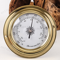Copper shell zirconium plated marine thermometer hygrometer clock barometer  model high precision battery-free weather 98mm