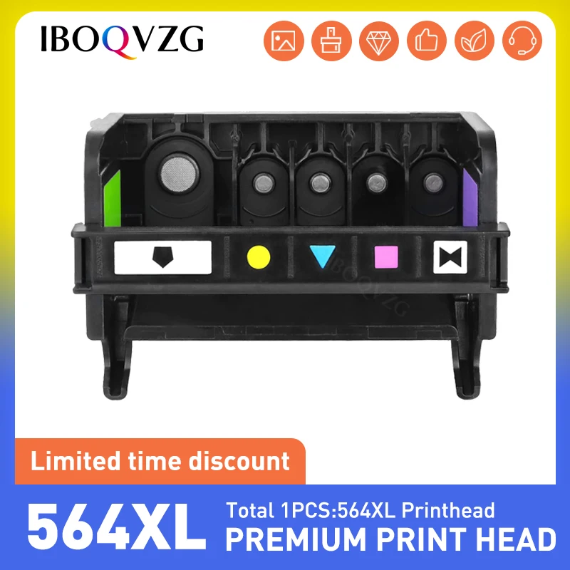 

IBOQVZG 178 364 564 862 564XL 5-Slot Printhead Print Head For HP 7510 7515 D5460 D7560 B8550 C5370 C5380 C6300 C6380 D5400 D7560