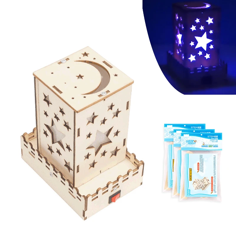 DIY kolorowe gwiazdki Model ręcznie robiona lampa projekcyjna nauka technologia zestaw edukacyjny Puzzle STEM zabawka dla dzieci
