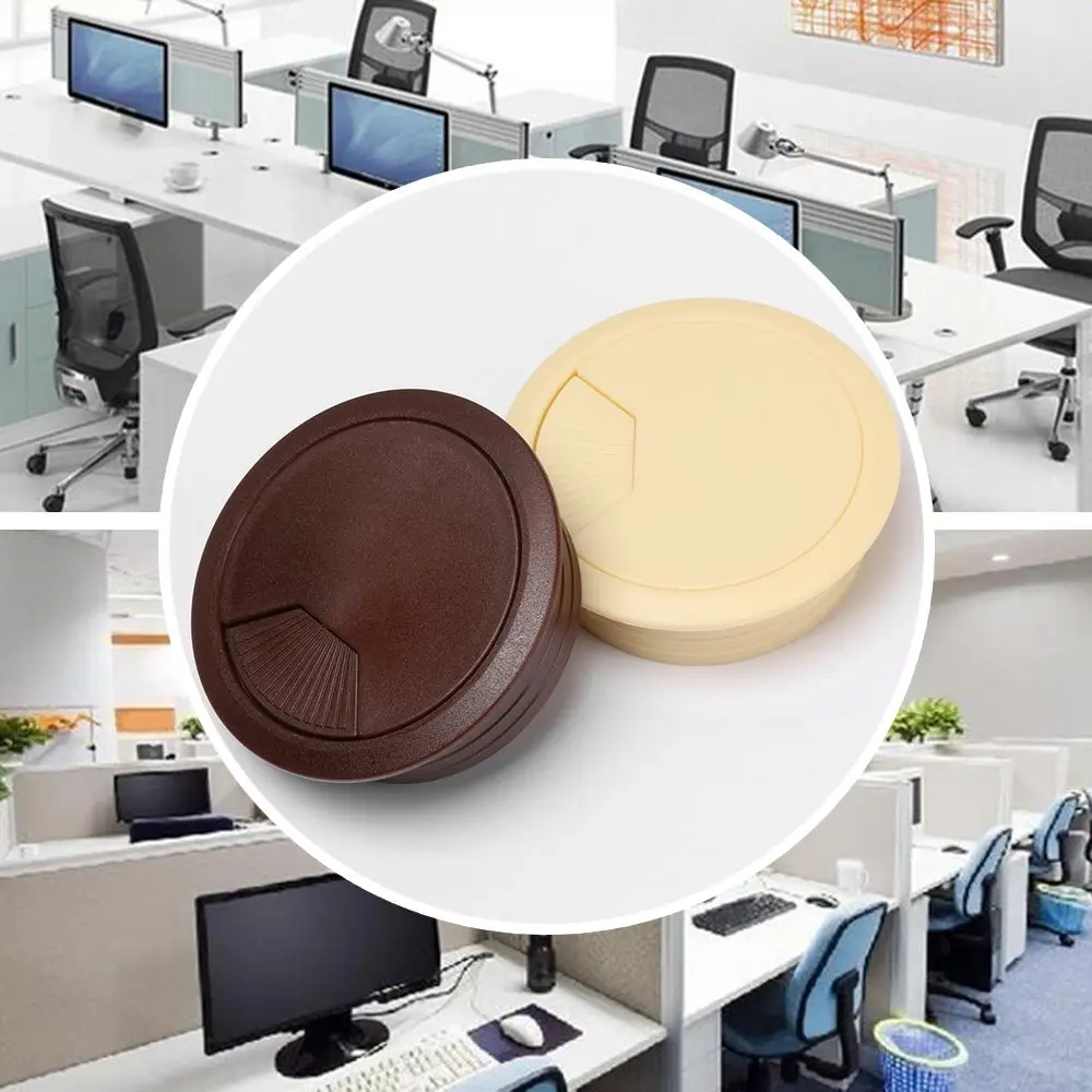 60/80mm Round Practical Office Buckle Line Organizer Computer Grommet Desk Table Cable Fastener Wire Hole Cover Line Box