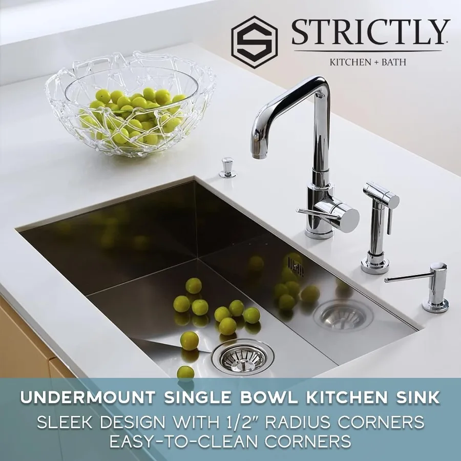 

Кухонная мойка Undermount из нержавеющей стали 31,5 дюйма, кухонная мойка из нержавеющей стали с одной чашей, 16 калибрами и звукопоглощением