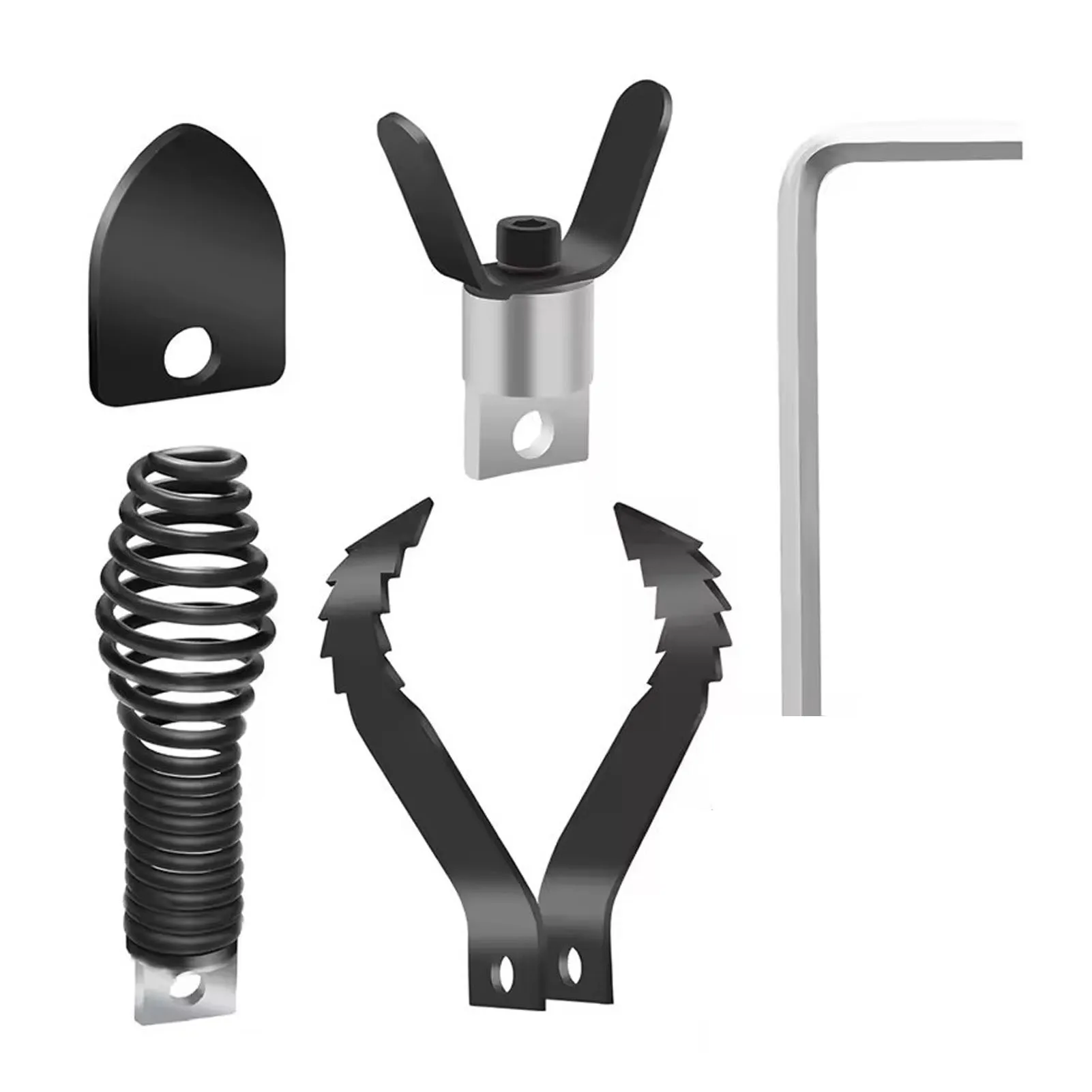 قاطع تنظيف الصرف ومجموعة اوجير، مرفق مثقاب منظف الصرف الصلب المرتدي من الفولاذ المقاوم للصدأ مقاوم للتآكل لتنظيف الأنابيب