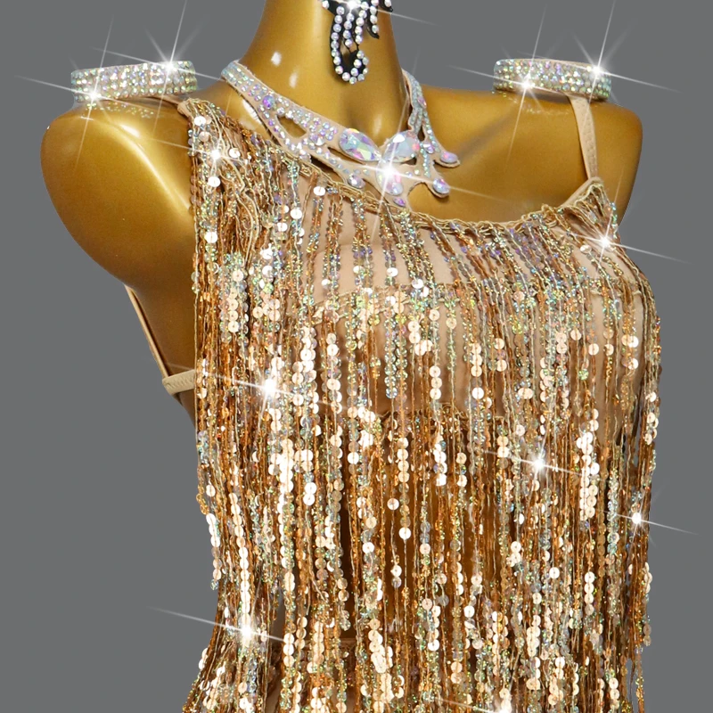 Womens Latin Dance Fringed Dress Competition Party Short Costume Wear  Practice Clothing Sequin Sexy Girls Performance Stage Suit - AliExpress  200000532