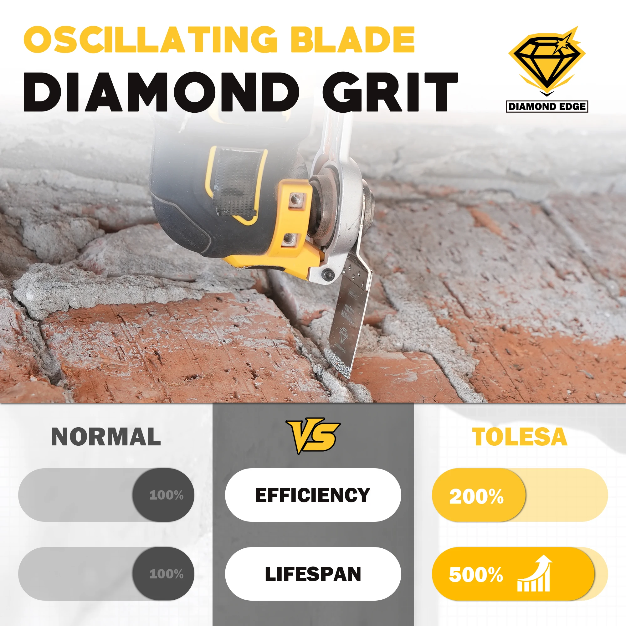 مجموعة شفرات المنشار المتأرجحة الماسية من TOLESA شفرات متعددة الأدوات لقطع الماس المتأرجحة لإزالة الجص، هاون نظيف 3 قطع