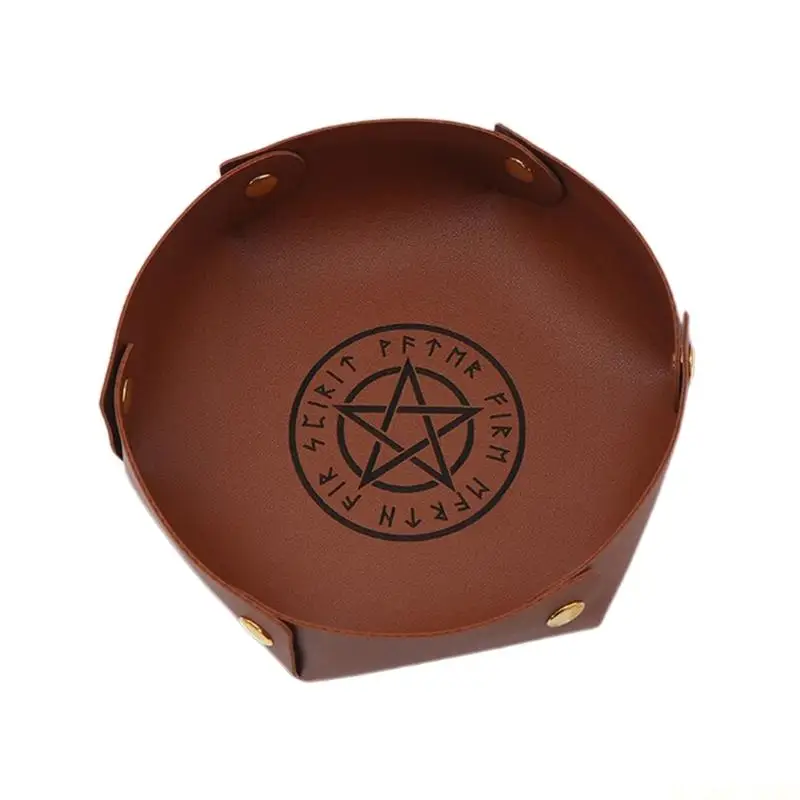 M5TC Multifunctional Leather Dices Storage Box Desktop Decoration Box Coin Tray
