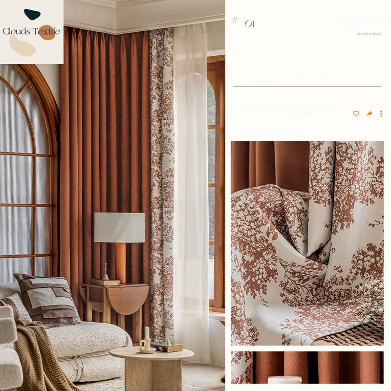 Modern Blackout Curtains for Living Dining Room Bedroom Chenille Cream Wind Senior Luxury French Vintage Curtains Customize