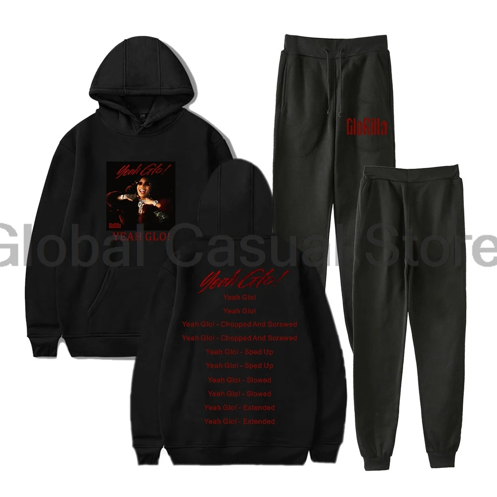 GloRilla Tour 2024 Yeah Glo Album Merch Pullover Hoodie Jogger Pants Two Piece Set Sweatshirts+Sweatpants Men Women's Set