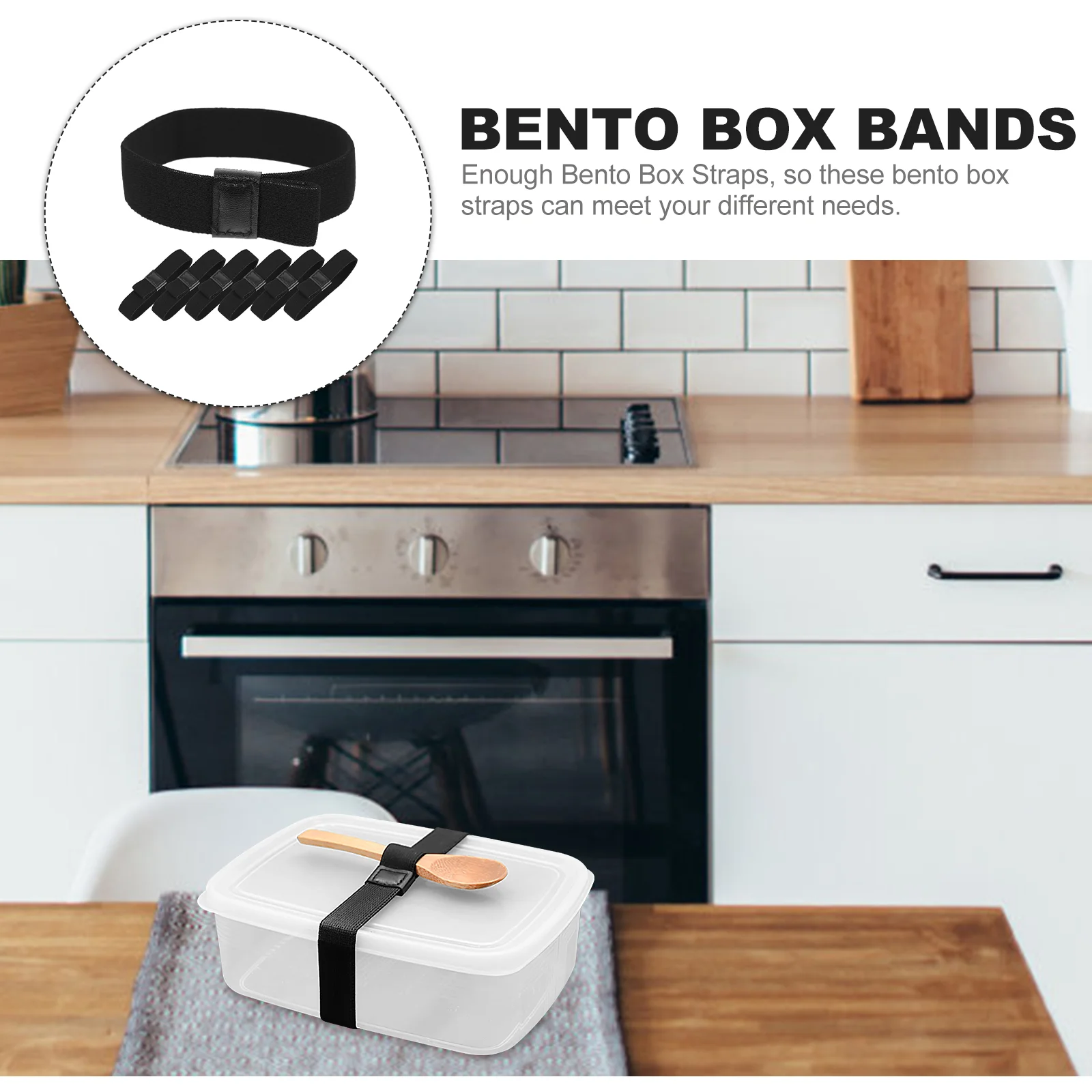 Bandes élastiques de fixation de cargaison, étui, boîte à lunch en fibre, 6 pièces