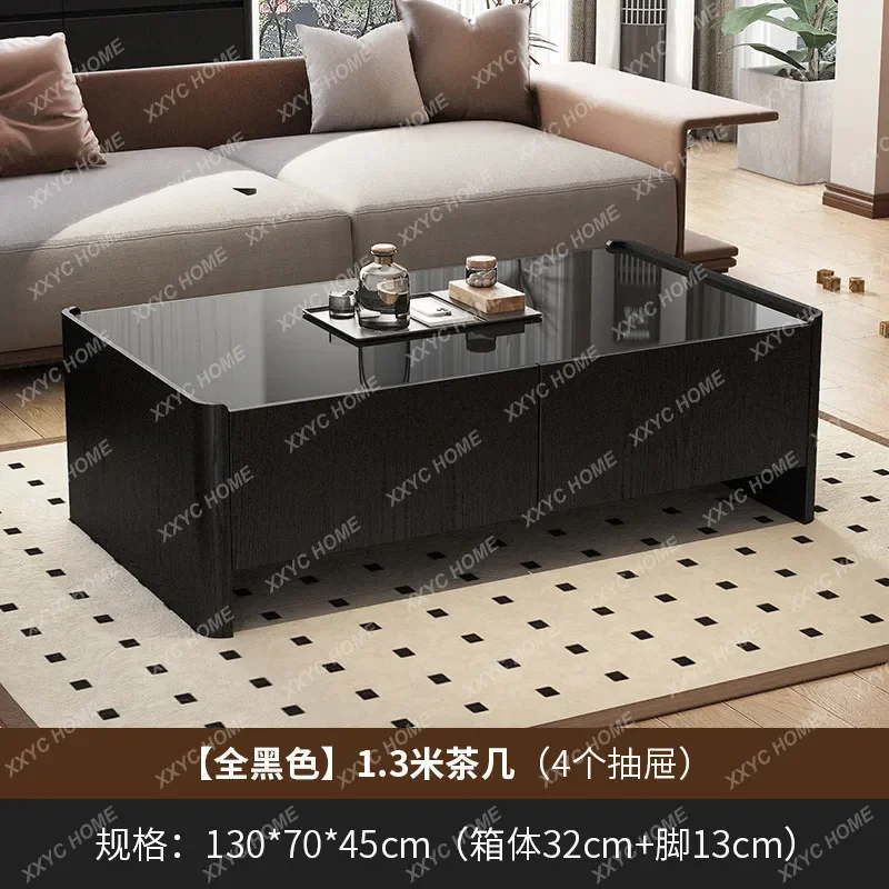 FFL medieval style coffee table tempered glass tea table wabi sandy wind black walnut
