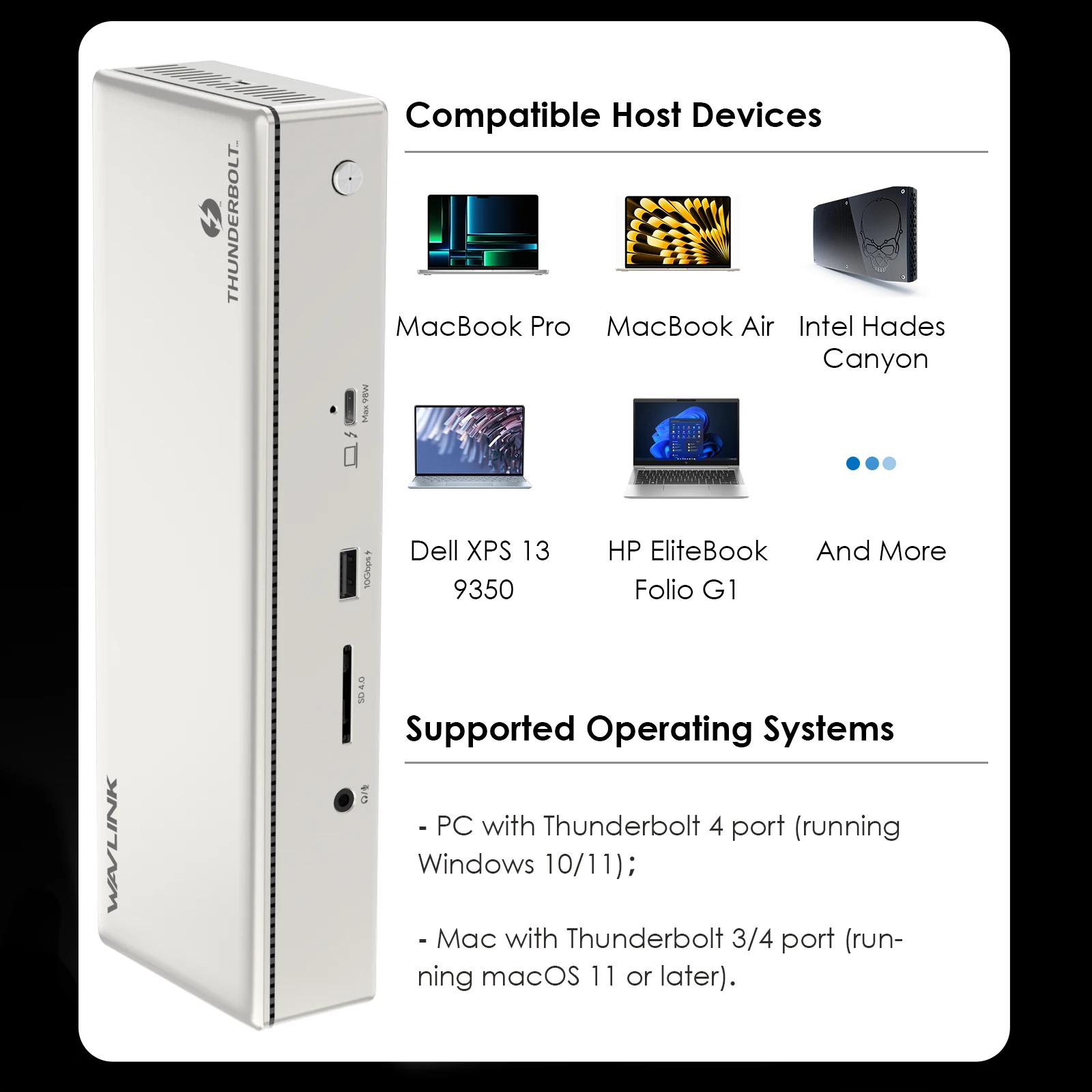 Imagem -06 - Wavlink-thunderbolt Quad Display Docking Station 2.5g 40gbps 8k @ 30hz 4k @ 60hz Laptop 98w de Carregamento para Mac