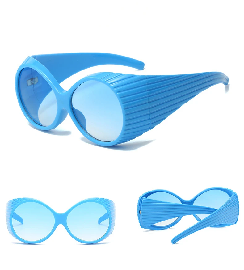 56971 übergroße ovale Brille Frauen Trend Schutz Sonnenbrille Farbverlauf Farbe Retro Sonnenschutz Spiegel Mode Streifen Farben uv400 – Detail 10