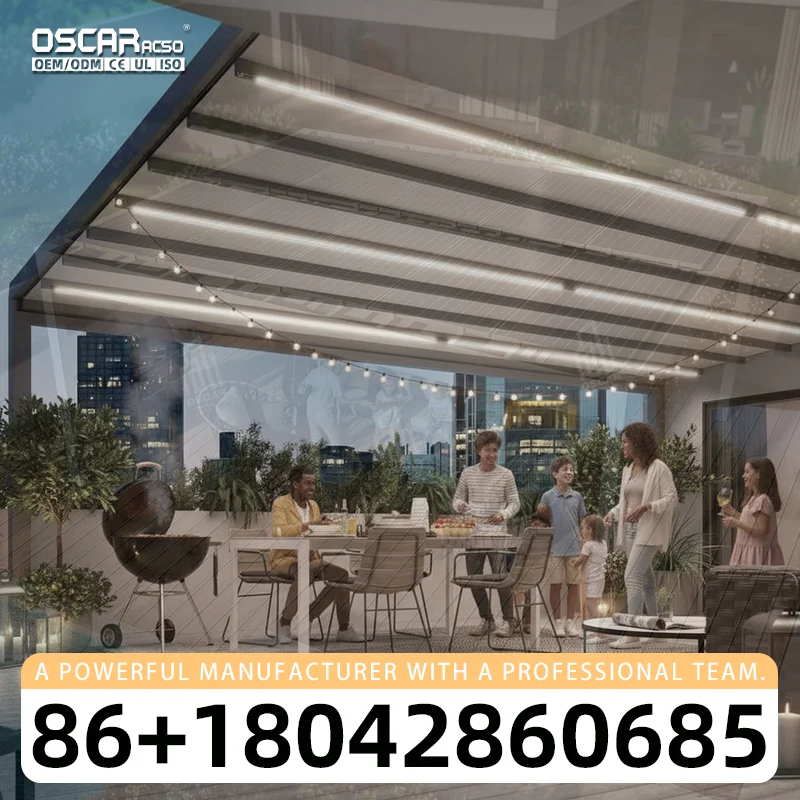 Waterproof Louvre Roof Pergola with LED Light for Backyard Patio Garden Outdoor pergola